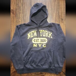 New York NYC •EST 1664• Hoodie Unisex Size M Dark Navy Blue MADE IN USA  *NEW*